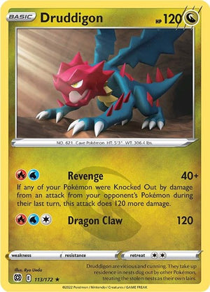 Pokemon TCG - SWSH09: Brilliant Stars - Druddigon - 113/172 - Reverse Holofoil
