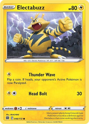 Pokemon TCG - SWSH09: Brilliant Stars - Electabuzz - 046/172 - Reverse Holofoil
