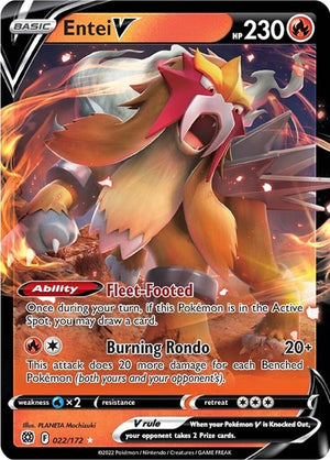 Pokemon TCG - SWSH09: Brilliant Stars - Entei V - 022/172 - Holofoil