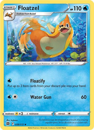 Pokemon TCG - SWSH09: Brilliant Stars - Floatzel - 039/172 - Reverse Holofoil