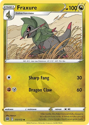 Pokemon TCG - SWSH09: Brilliant Stars - Fraxure - 111/172 - Reverse Holofoil