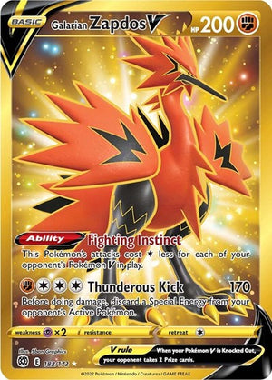 Pokemon TCG - SWSH09: Brilliant Stars - Galarian Zapdos V - 182/172 - Holofoil
