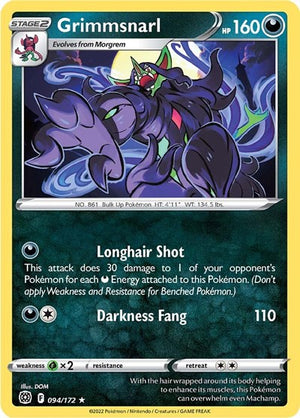 Pokemon TCG - SWSH09: Brilliant Stars - Grimmsnarl - 094/172 - Reverse Holofoil