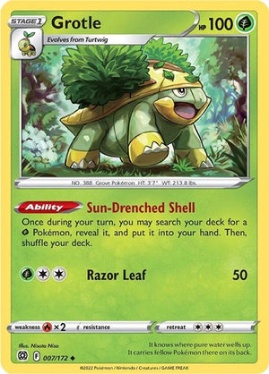 Pokemon TCG - SWSH09: Brilliant Stars - Grotle - 007/172 - Reverse Holofoil