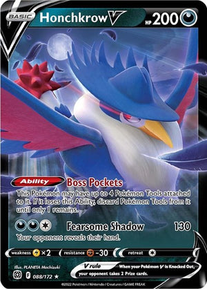 Pokemon TCG - SWSH09: Brilliant Stars - Honchkrow V - 088/172 - Holofoil
