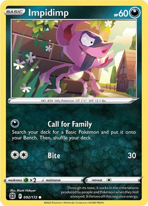 Pokemon TCG - SWSH09: Brilliant Stars - Impidimp - 092/172