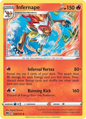 Pokemon TCG - SWSH09: Brilliant Stars - Infernape - 026/172 - Reverse Holofoil