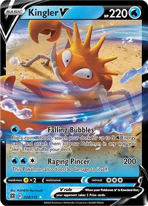 Pokemon TCG - SWSH09: Brilliant Stars - Kingler V - 028/172 - Holofoil