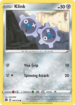 Pokemon TCG - SWSH09: Brilliant Stars - Klink - 102/172 - Reverse Holofoil