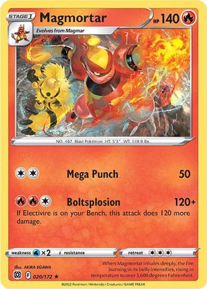 Pokemon TCG - SWSH09: Brilliant Stars - Magmortar - 020/172 - Reverse Holofoil