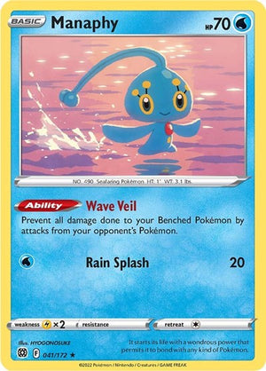Pokemon TCG - SWSH09: Brilliant Stars - Manaphy - 041/172 - Reverse Holofoil