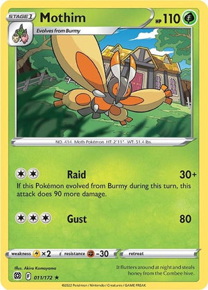 Pokemon TCG - SWSH09: Brilliant Stars - Mothim - 011/172 - Reverse Holofoil