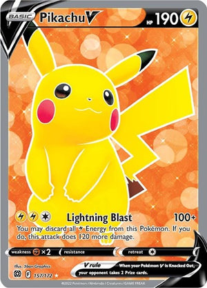 Pokemon TCG - SWSH09: Brilliant Stars - Pikachu V - 157/172 - Holofoil