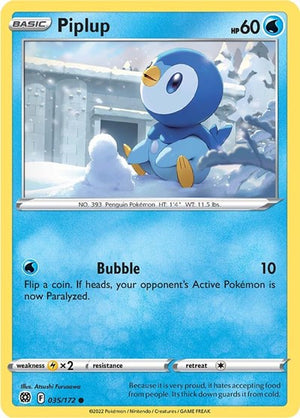 Pokemon TCG - SWSH09: Brilliant Stars - Piplup - 035/172