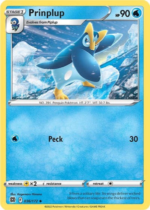 Pokemon TCG - SWSH09: Brilliant Stars - Prinplup - 036/172 - Reverse Holofoil