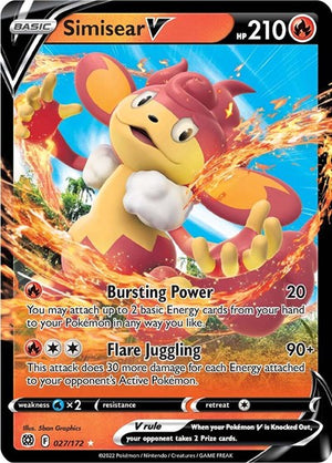 Pokemon TCG - SWSH09: Brilliant Stars - Simisear V - 027/172 - Holofoil