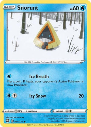 Pokemon TCG - SWSH09: Brilliant Stars - Snorunt - 034/172 - Reverse Holofoil
