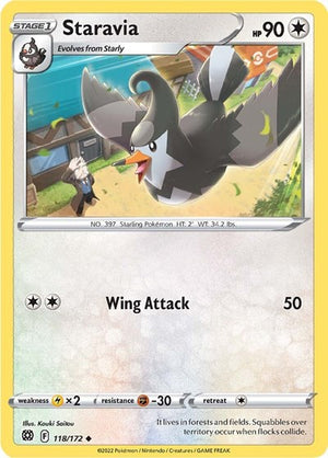 Pokemon TCG - SWSH09: Brilliant Stars - Staravia - 118/172 - Reverse Holofoil