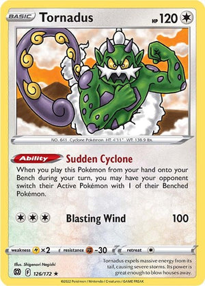 Pokemon TCG - SWSH09: Brilliant Stars - Tornadus - 126/172 - Reverse Holofoil