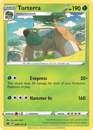 Pokemon TCG - SWSH09: Brilliant Stars - Torterra - 008/172 - Reverse Holofoil