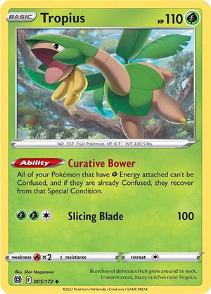 Pokemon TCG - SWSH09: Brilliant Stars - Tropius - 005/172 - Reverse Holofoil