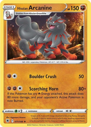 Pokemon TCG - SWSH10: Astral Radiance - Hisuian Arcanine - 071/189 - Reverse Holofoil