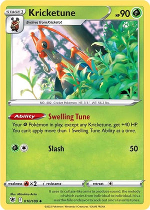 Pokemon TCG - SWSH10: Astral Radiance - Kricketune - 010/189 - Reverse Holofoil