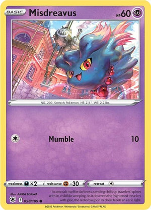 Pokemon TCG - SWSH10: Astral Radiance - Misdreavus - 058/189 - Reverse Holofoil