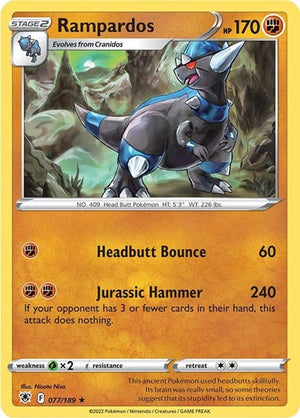 Pokemon TCG - SWSH10: Astral Radiance - Rampardos - 077/189 - Reverse Holofoil