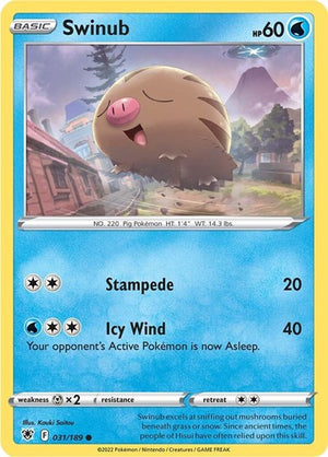 Pokemon TCG - SWSH10: Astral Radiance - Swinub - 031/189 - Reverse Holofoil