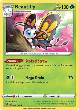 Pokemon TCG - SWSH11: Lost Origin - Beautifly - 008/196 - Reverse Holofoil
