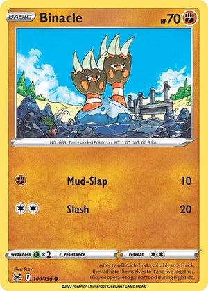 Pokemon TCG - SWSH11: Lost Origin - Binacle - 106/196 - Reverse Holofoil