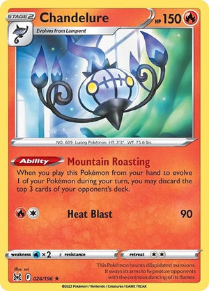 Pokemon TCG - SWSH11: Lost Origin - Chandelure - 026/196 - Reverse Holofoil