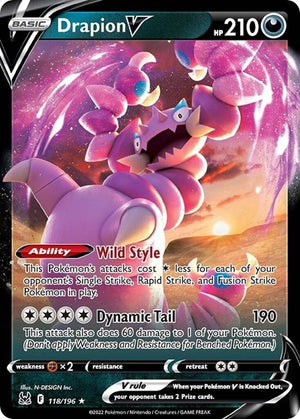 Pokemon TCG - SWSH11: Lost Origin - Drapion V - 118/196 - Holofoil