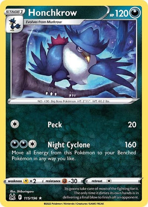 Pokemon TCG - SWSH11: Lost Origin - Honchkrow - 115/196 - Reverse Holofoil