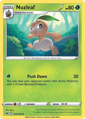 Pokemon TCG - SWSH11: Lost Origin - Nuzleaf - 012/196 - Reverse Holofoil
