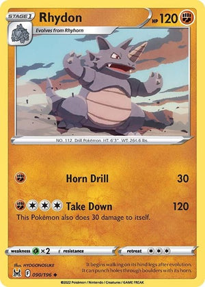 Pokemon TCG - SWSH11: Lost Origin - Rhydon - 090/196 - Reverse Holofoil