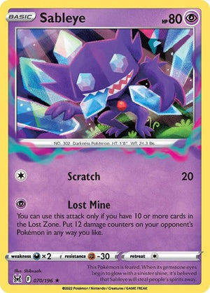 Pokemon TCG - SWSH11: Lost Origin - Sableye - 070/196 - Reverse Holofoil