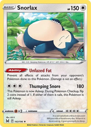 Pokemon TCG - SWSH11: Lost Origin - Snorlax - 143/196 - Reverse Holofoil