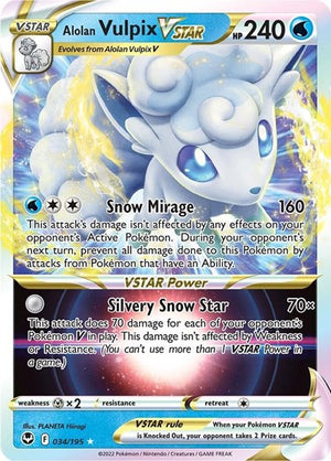 Pokemon TCG - SWSH12: Silver Tempest - Alolan Vulpix VSTAR - 034/195 - Holofoil