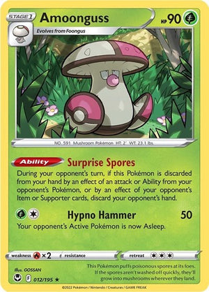 Pokemon TCG - SWSH12: Silver Tempest - Amoonguss - 012/195 - Reverse Holofoil