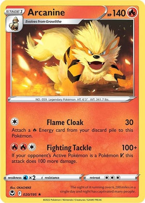 Pokemon TCG - SWSH12: Silver Tempest - Arcanine - 020/195