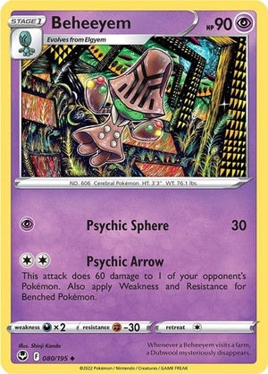 Pokemon TCG - SWSH12: Silver Tempest - Beheeyem - 080/195 - Reverse Holofoil