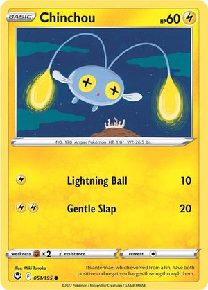 Pokemon TCG - SWSH12: Silver Tempest - Chinchou - 051/195 - Reverse Holofoil