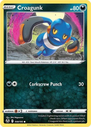 Pokemon TCG - SWSH12: Silver Tempest - Croagunk - 109/195