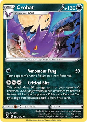 Pokemon TCG - SWSH12: Silver Tempest - Crobat - 105/195 - Holofoil
