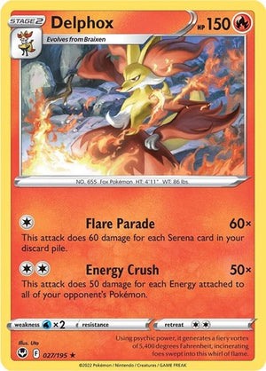 Pokemon TCG - SWSH12: Silver Tempest - Delphox - 027/195 - Reverse Holofoil