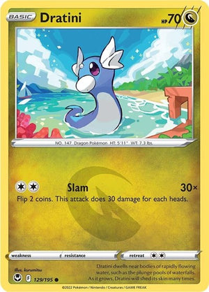 Pokemon TCG - SWSH12: Silver Tempest - Dratini - 129/195 - Reverse Holofoil