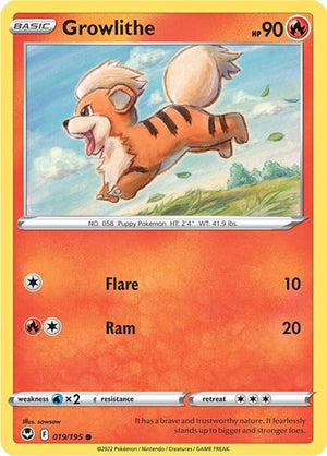 Pokemon TCG - SWSH12: Silver Tempest - Growlithe - 019/195
