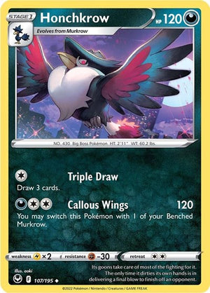 Pokemon TCG - SWSH12: Silver Tempest - Honchkrow - 107/195 - Reverse Holofoil